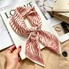 Commuter elegant flower silk scarf women's contrasting color retro printing satin scarf shirt with multi-purpose decorative small scarf
