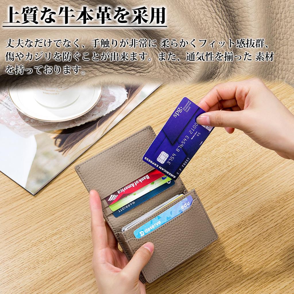 Bearneko Visitenkartenetui für Damen und Herren, Beliebtes Visitenkartenetui aus echtem Leder, Großes Fassungsvermögen, Platz für 50 Karten, Stilvoll, Zweifach faltbar,