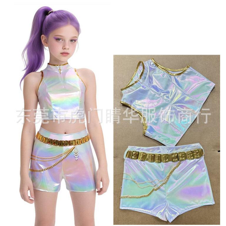 K-POP Devil Hunter Cosplay Girl Costume Rumi Pop Singer Shining Pearl Vest Shorts Halloween Costume Stage Dress