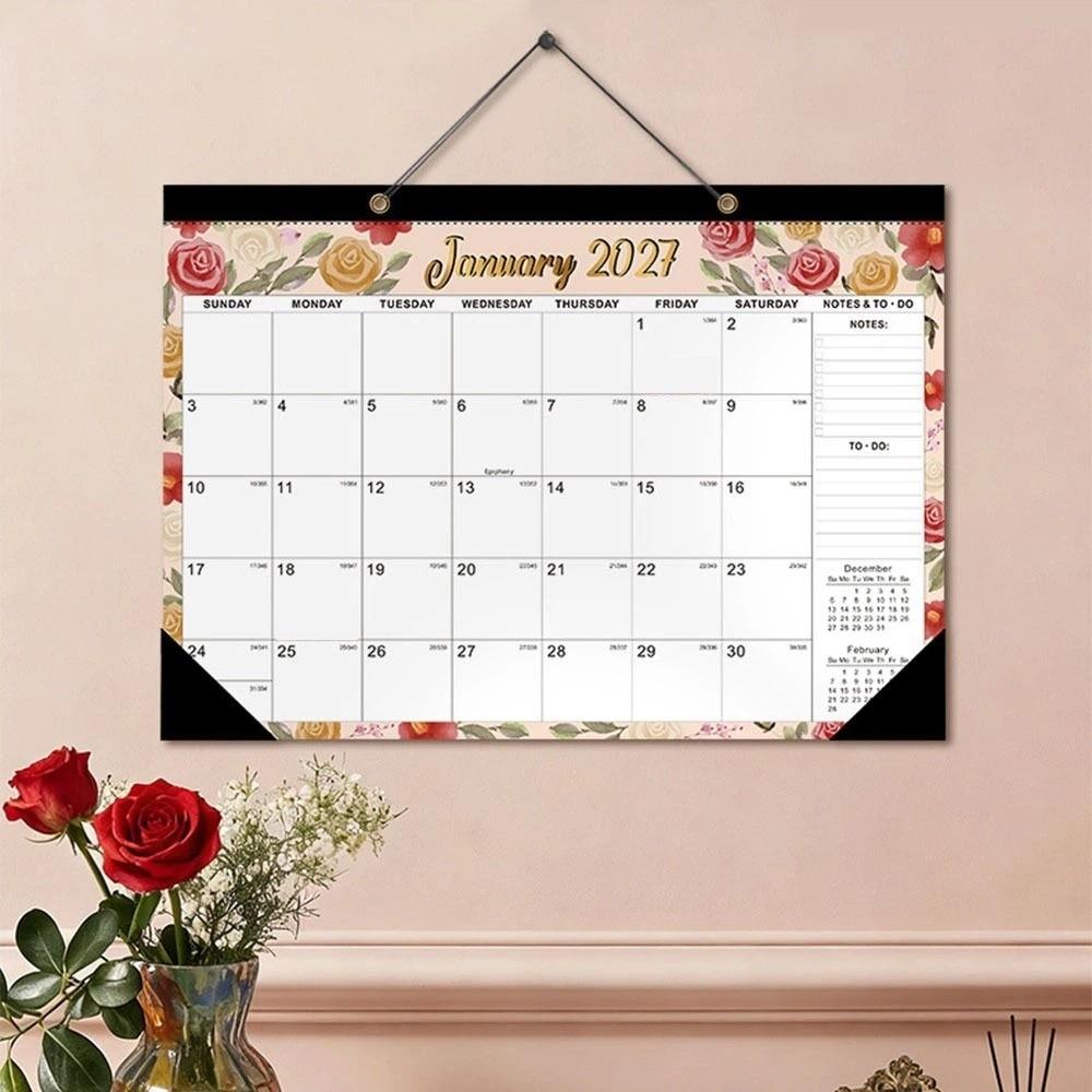 2027 Wall Calendar with Hanging Hole Calendar Planner Floral Wall Calendar Home Decoration