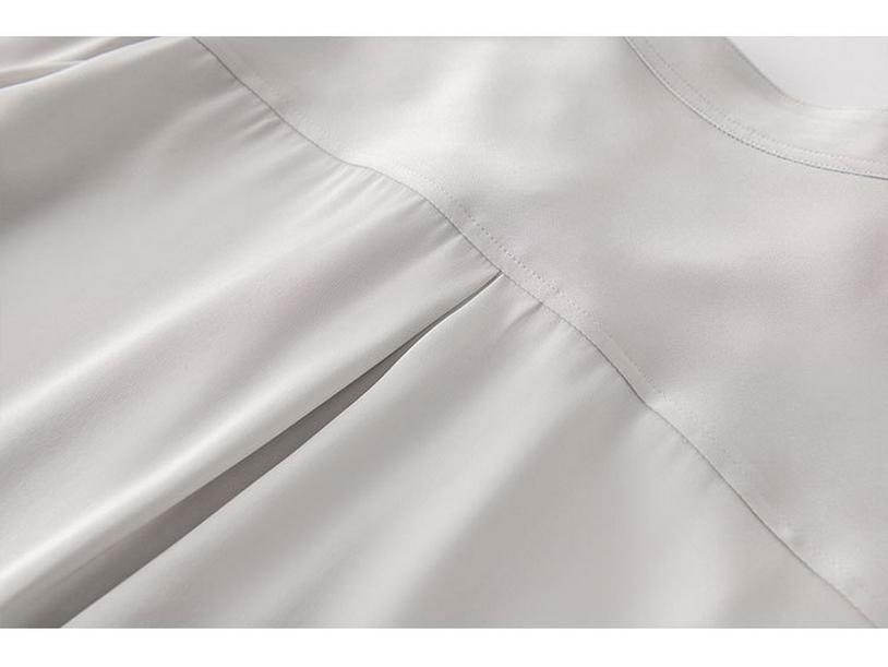 2025 Spring Women's Long Sleeve Mulberry Silk Shirt with Ribbon - Commuter Style, Slim Fit, Solid Color