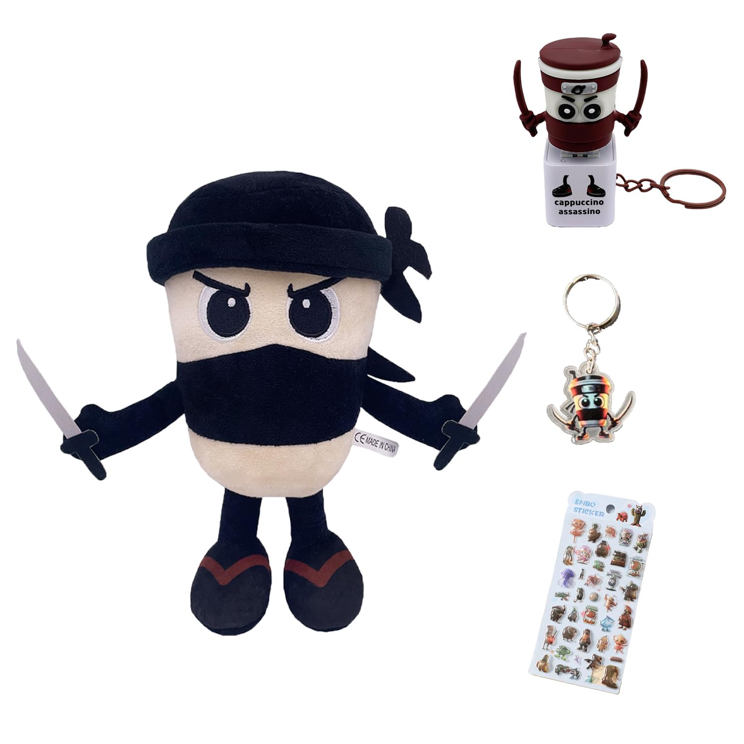 

Italian Brainlot Plush Internet Meme Character Mascot Cushion Body Pillow, Fluffy PP Cotton, Perfect as a Gift, Includes Matching Sticker, Keychain,