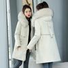 Women Winter Jacket Slim Long Coat Casual Parkas Big Fur Collar Wool Liner Hooded Outwear Cotton Warm Coats Female