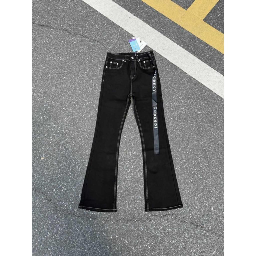 RogueWave American High Street Trendy Brand Letter Sash Trendy Flared Jeans Internet Celebrity Slimming Lightweight Long Pants