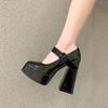 Women's Super High Heels French Thick Heel Mary Jane Shoes 2025 New Waterproof Platform Super Single Shoes Sandalias De Tacón