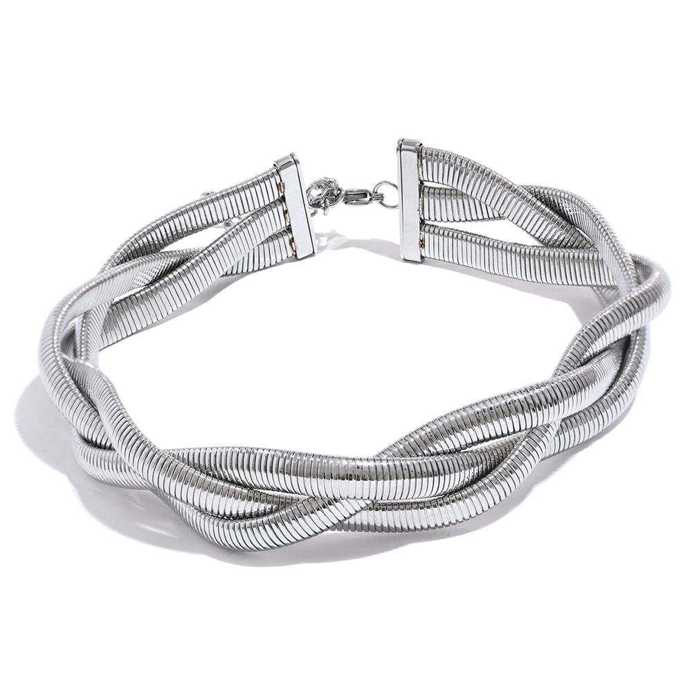 

Yhpup Trendy Stainless Steel Chain Weave Thick Torques Punk Metal Statement Choker Necklace Attractive Fashion Jewelry