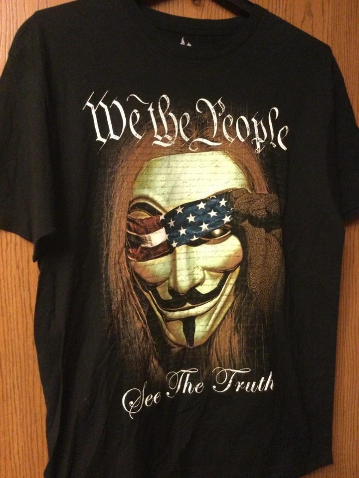 We The People See The Truth - (V For Vendetta) - Black Shirt. XL. XL