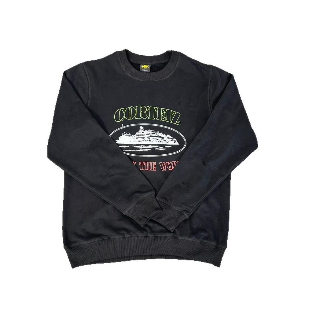 Corteiz Alcatraz Unisex Trendiger Lockerer Kapuzenpullover mit Rundhalsausschnitt und Samt
