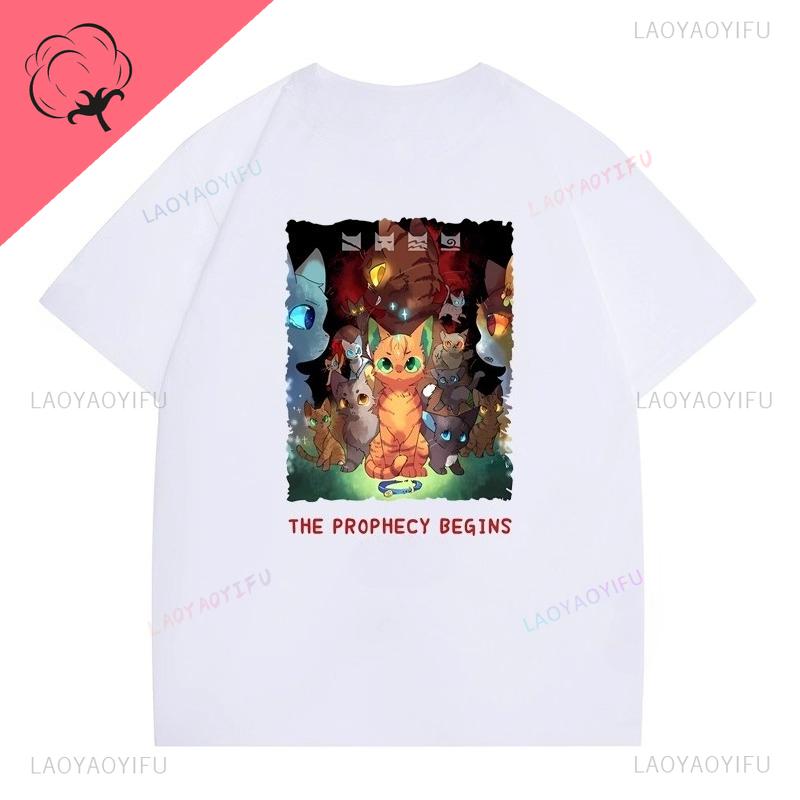 Neuer Stil Warrior Cats T-Shirt Heißer Verkauf Katzenliebhaber Tee Kurzarm Baumwolle Rundhalsausschnitt Kawaii Beliebte Y2k Kleidung Unisex Oberteile