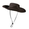 Men Fisherman Hat Flat Top Wide Brim Breathable Sun Hat Adjustable Windproof Drawstring