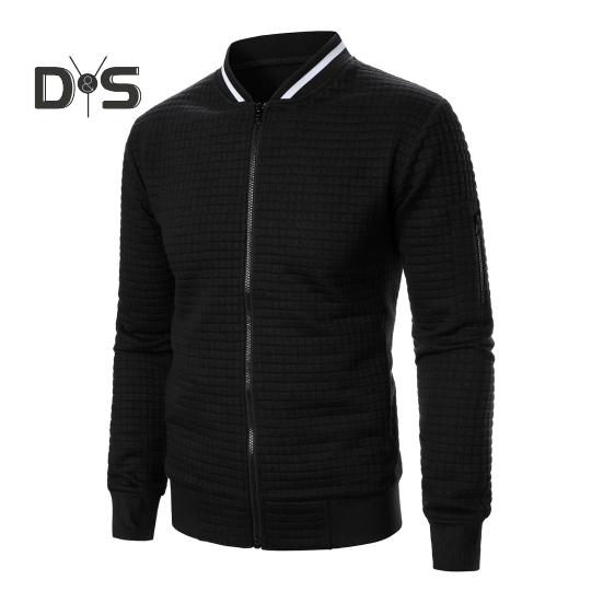 Herrenjacke Herbst Winter Einfarbig Waffelstruktur Sweatshirtjacke mit Taschen Reißverschlussleiste Lässige Oberbekleidung Sportliche Kleidung