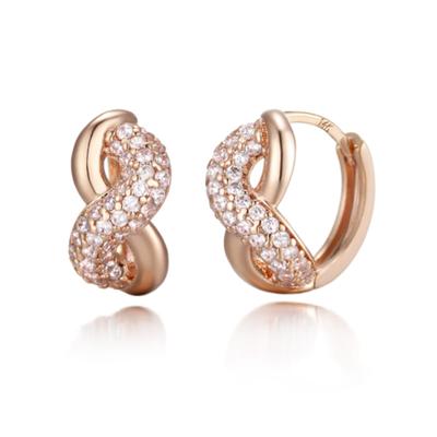 ELLE Schmuck 14K Gedrehte Cubic One-Touch Ohrringe (Goldene Anstecknadel) ELGPEE328