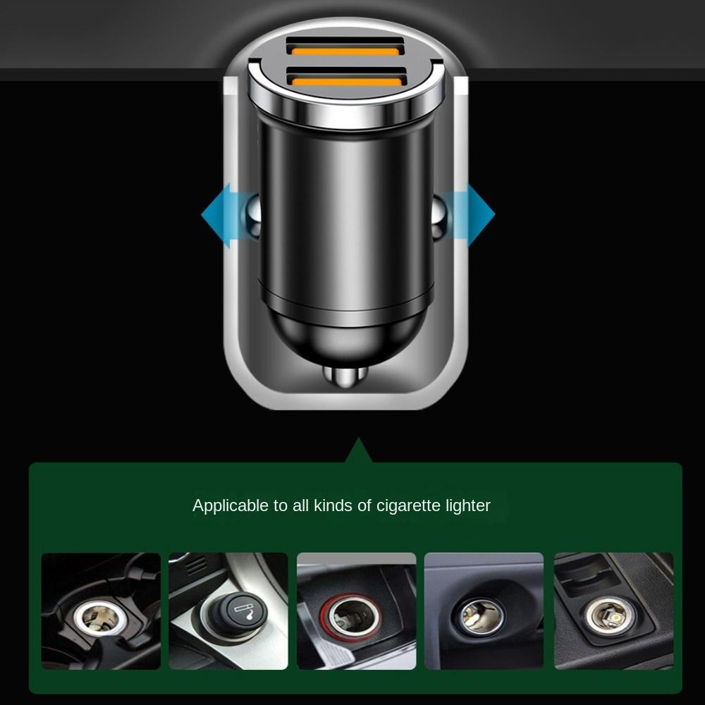 Fast Charging Pull Ring Car Charger Dual USB Car Phone Charger Car Power Adapter Car Accessories