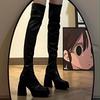 Fan Jieya knee boots children's autumn and winter 2025 new velvet elastic small high-heeled boots