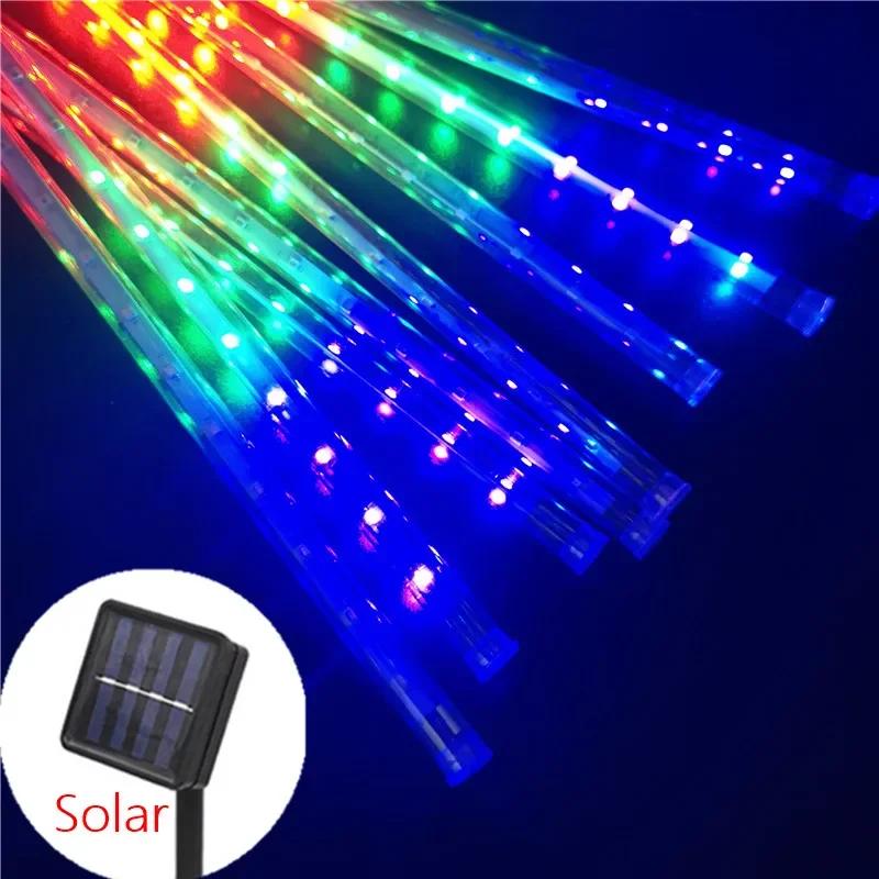 Solar Meteor Shower Rain String Lights Waterproof Garden Light 8 Tubes Christmas Tree Holiday Party Wedding Holiday Decoration