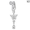 Faux Fake Belly Butterfly Fake Belly Piercing Clip On Umbilical Navel Fake Pircing Zircon Cartilage Clip On Earring Body Jewelry