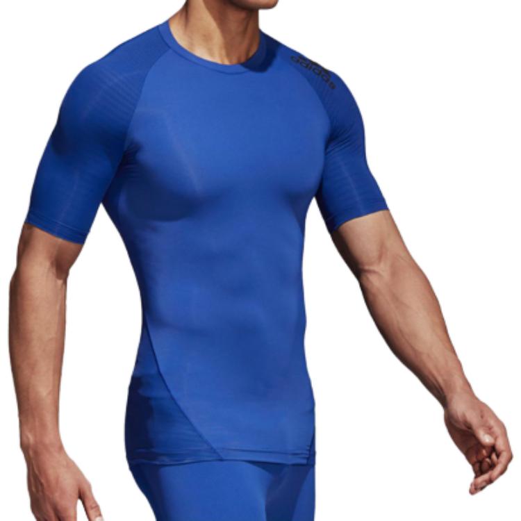 Adidas Logo Round Neck Short Sleeve T-Shirt Men Tops Blue CD7138