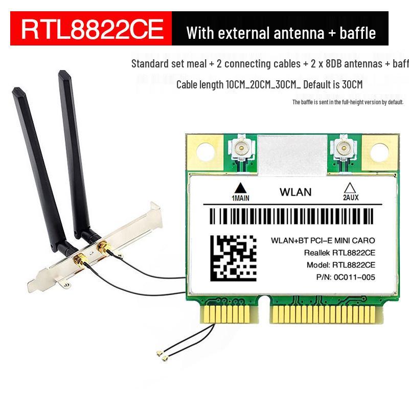 RTL8852BE Dual-Band AX1800 WiFi 6 Network Card with Bluetooth 5.2 (MINI PCIe)