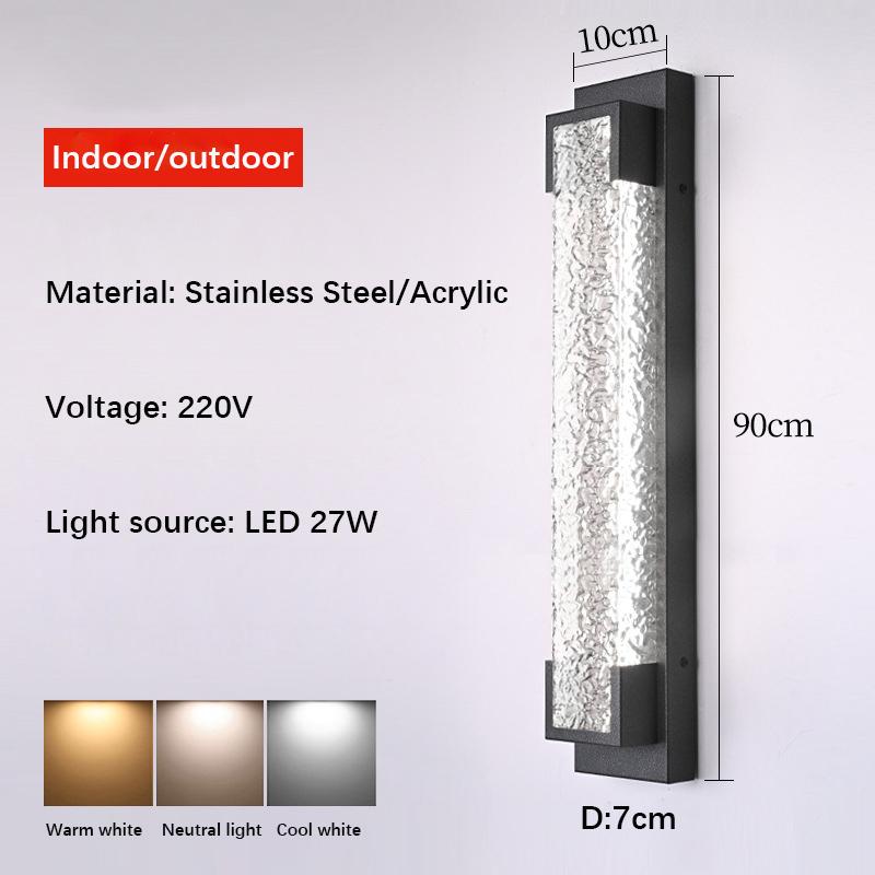 Appliques murales d'extérieur modernes Éclairage de porche Lampe de jardin Lampe murale longue bande Acier inoxydable Étanche Applique murale Luminaires
