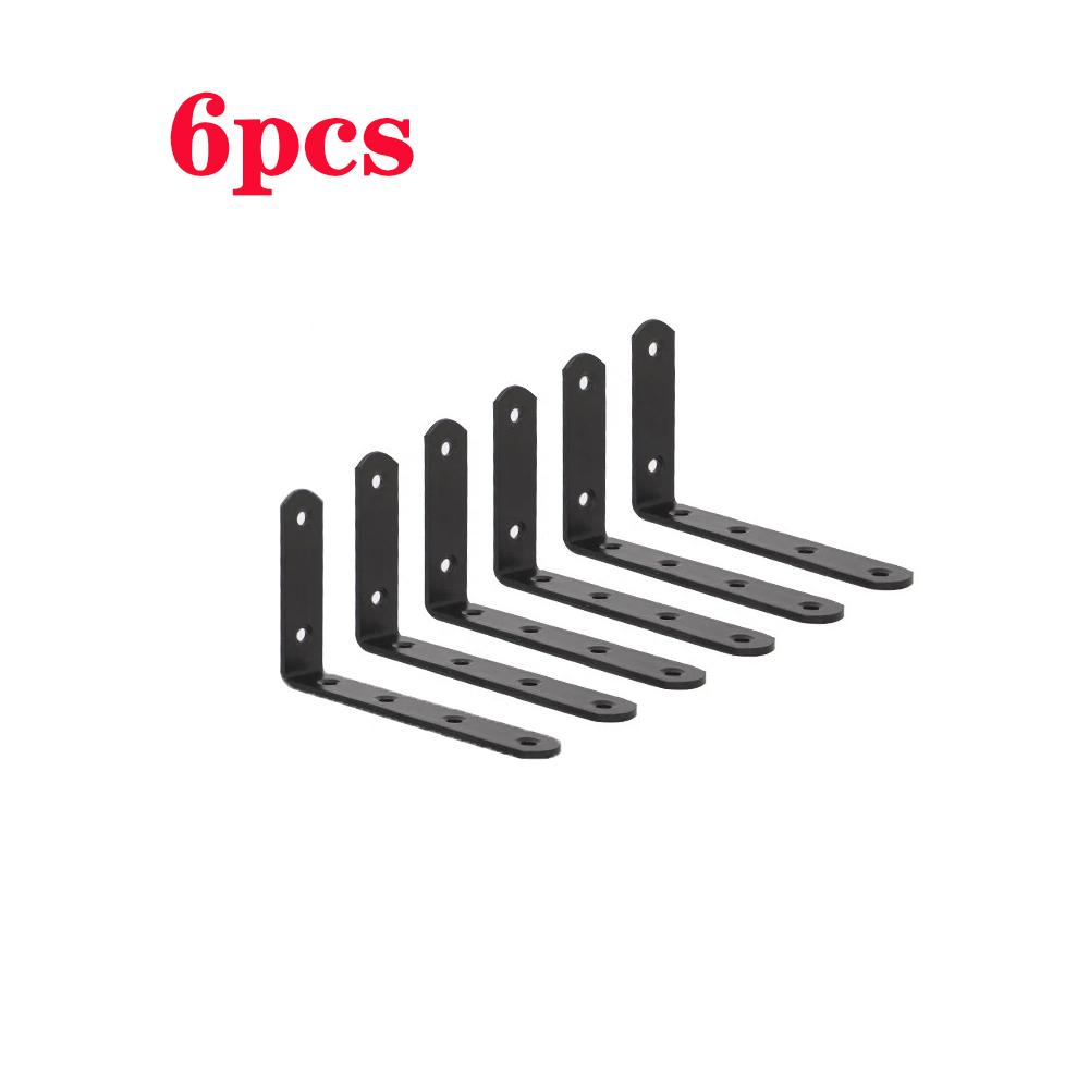 

6/10 шт. Черные L-образные кронштейны из нержавеющей стали с винтами, угловые кронштейны 90° для полок, деревянной мебели, стульев, ящиков, шкафов