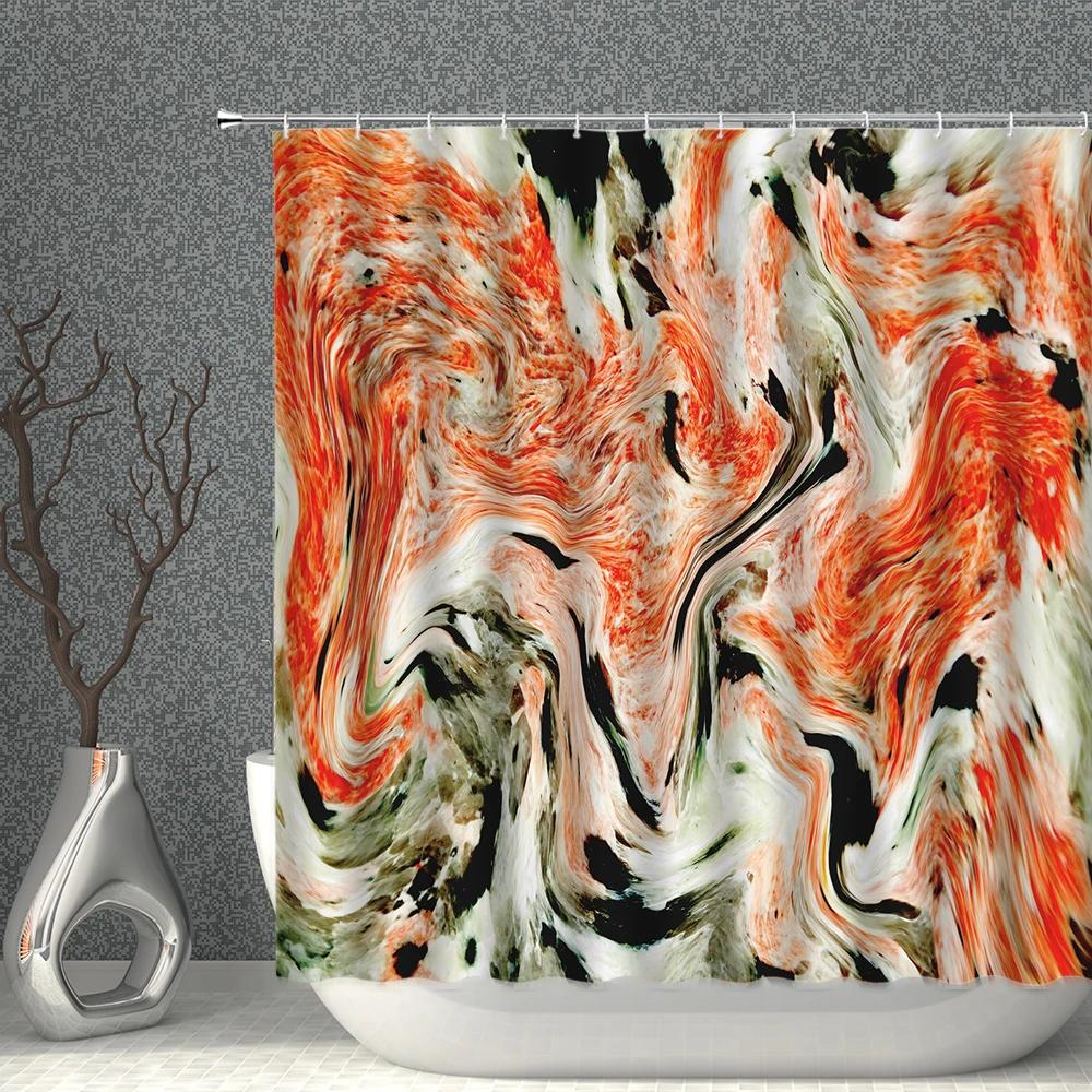 Geometric Marble Shower Curtain Bathroom Irregular Colorful Modern Family Bathroom Screen Bath Decor Backdrop Curtain Multi Size
