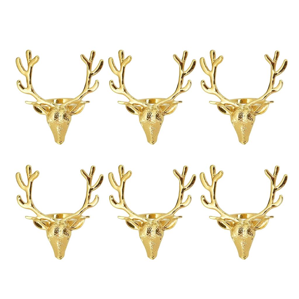 6 Pieces Hollow Out Deer for Head Napkin Rings Christmas Decoration Table Settin