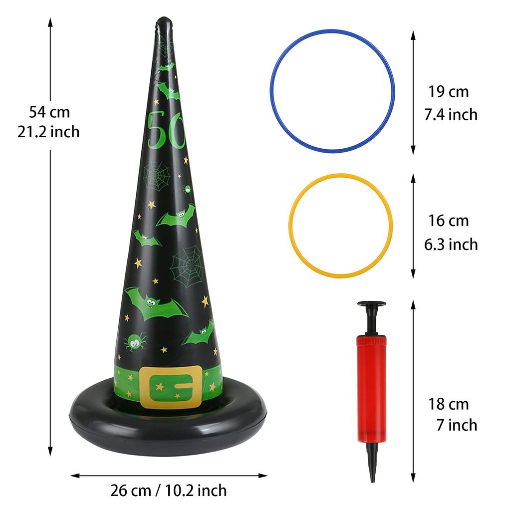 LEMESO Halloween Ring Toss Game Toy Set for Kids, 16 Pieces, Family Sports Action Game, Halloween Goods, Cosplay, Includes Air Pump, Family Ring Toss
