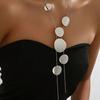 Fashion Geometric Necklace Metal Sequin Long Pendant Necklace Vintage Tassel Necklace  Daily Wear
