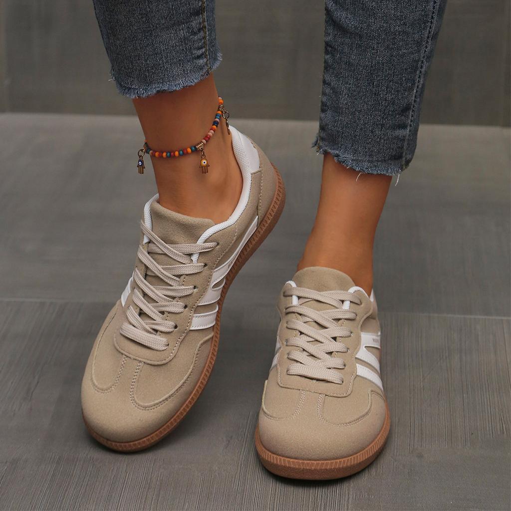 New Retro Color Block Platform Women's Plus Size German Trainers, European American Flat Casual Sneakers