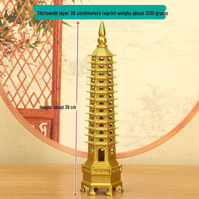 Miedziana ozdoba Pagody Wenchang: Duży, 7-13 warstwowy chiński buddyjski wystrój do domu i świątyni