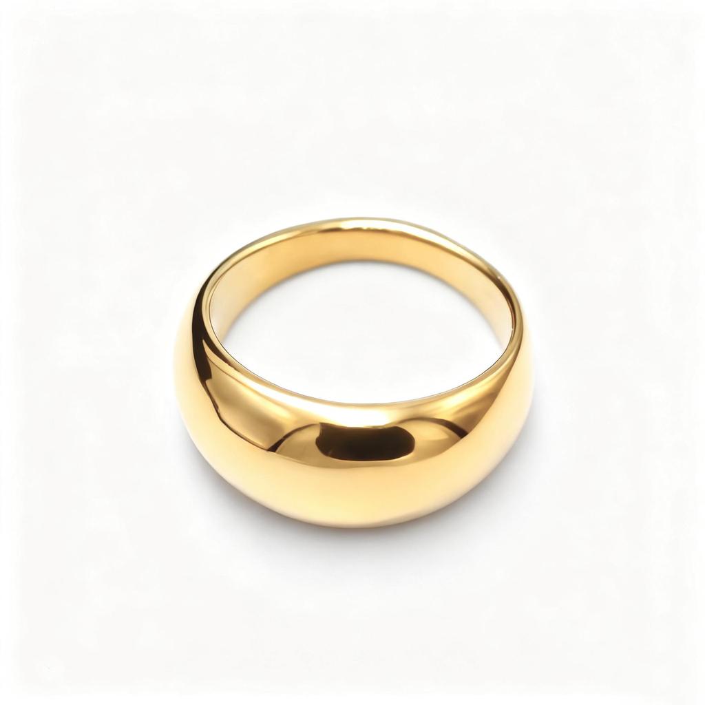 Simulated Gold Mirror-Finish Domed Ring: Full Circle, High-End Feel