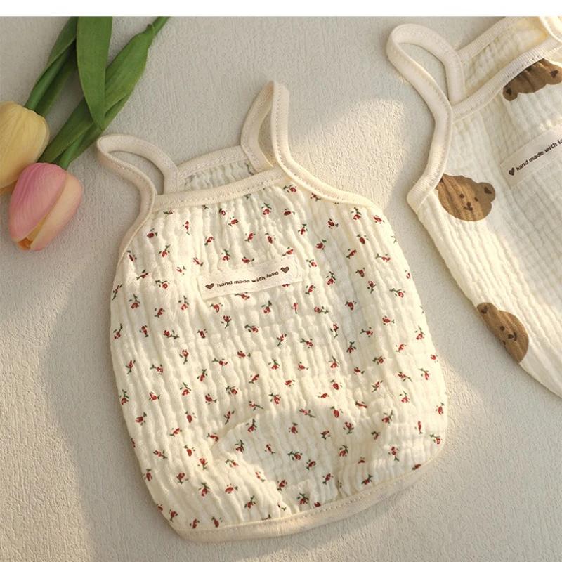 Spring Summer Cotton Bear Vest Dog Clothes Teddy Bichon Schnauzer Home Clothes Sleepwear Outdoor Sun Protection Shirt