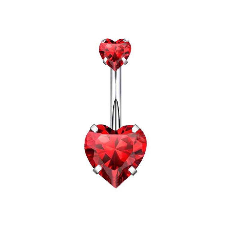 Navel Ring Western Style Red Zircon Studded Sexy Minimalist 1Pcs Body Piercing Jewelry for Beach Party Daily Wear