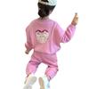 Girls' Cartoon Letter Two-Piece Set: Cute and Stylish Spring/Autumn Top & Pants for Kids