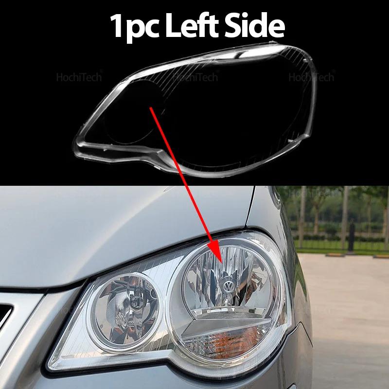 For Volkswagen VW Polo MK4 facelift 2006-2010 Car Transparent Housing Front Headlight Lens Shell Cover Glass Lampcover Lampshade 1pc Left Side