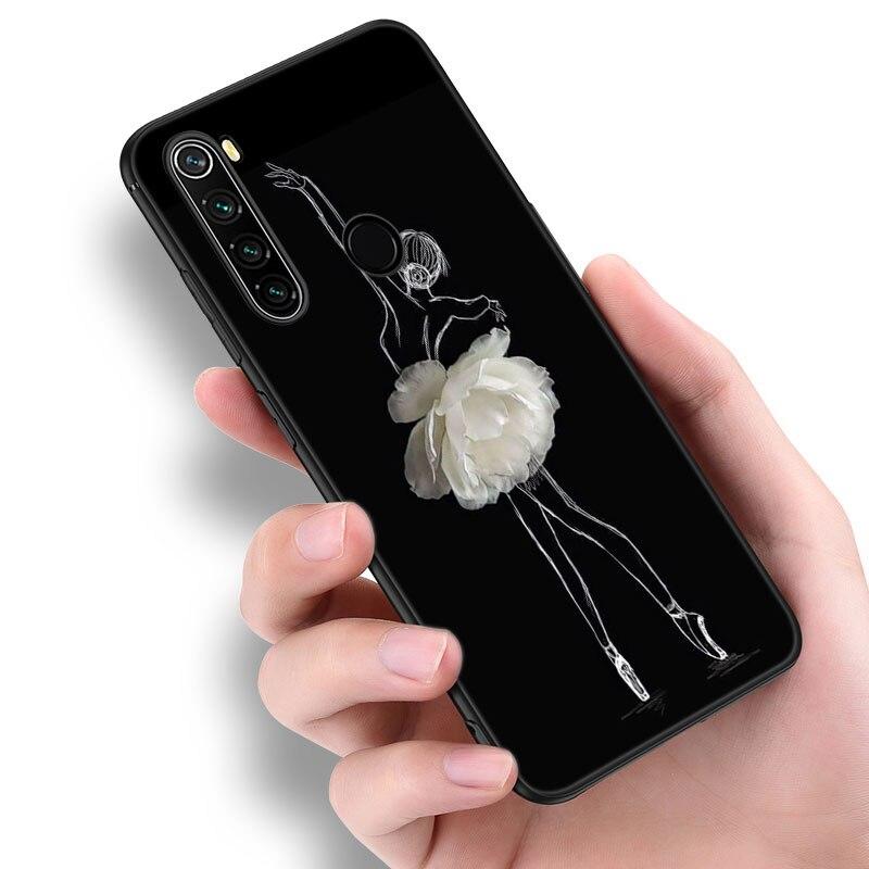 Ballerina Girl Phone Case For Xiaomi Redmi Note 10 9 Pro Max 10S 10T 9A 9C 9S 9T 8A 8T 8 7 Pro Soft TPU Black Cover