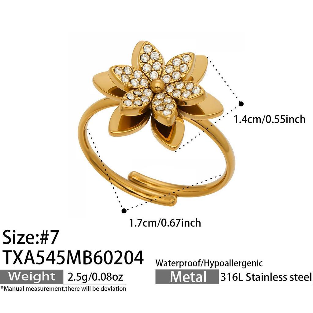 European American Fashion Zirconia Flower Heart Pendant Necklace, Bracelet, Earrings, Ring, and Bangle Set