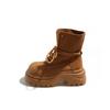 Sheepskin version~ Korean pleated piled boots round head flat bottom western cowboy boots women's new Martin boots short boots