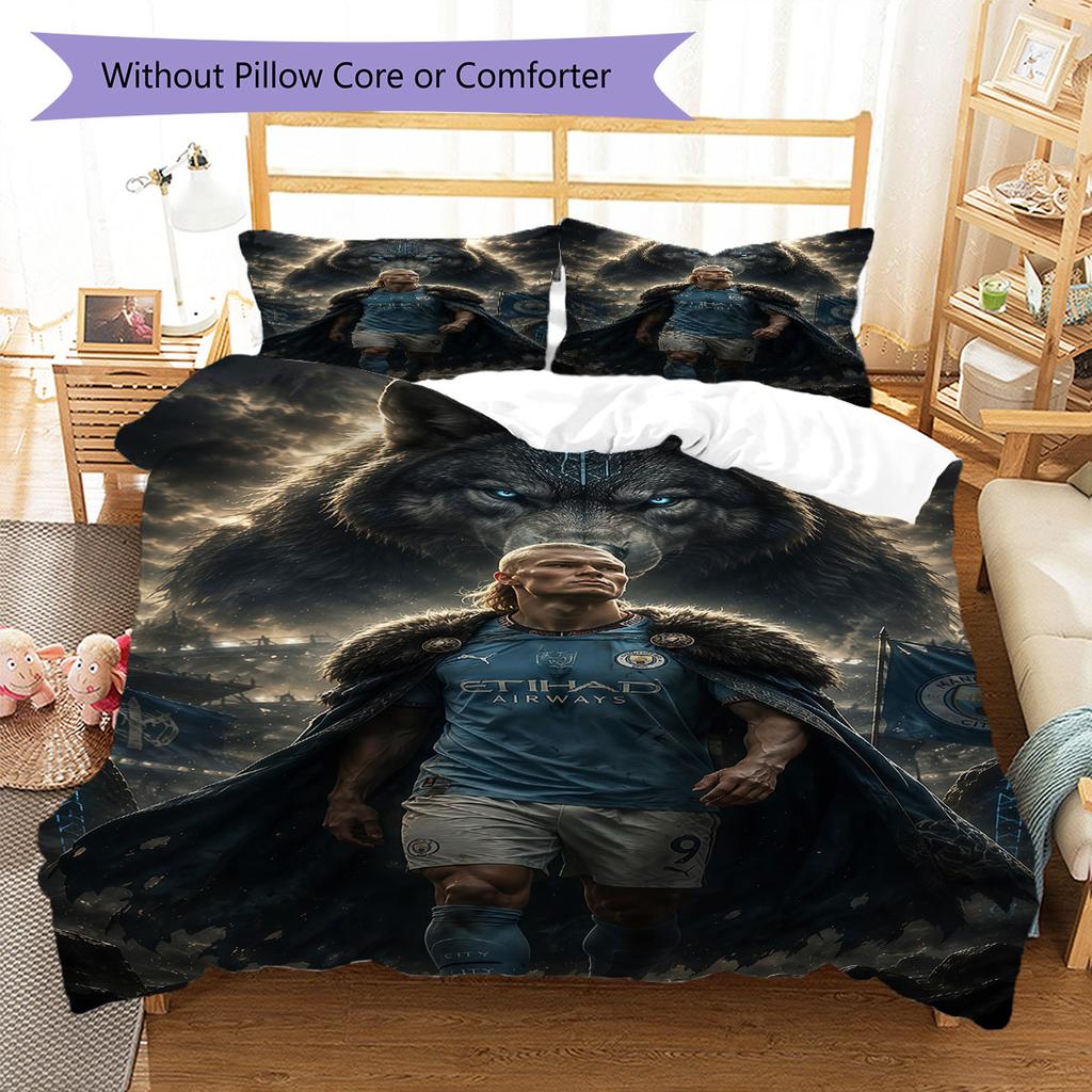 Erling Haaland Pride Bedding Quilt Set Quilt Cover Pillowcase Home Decoration Birthday Gift (1 * duvet cover + 2 * pillowcase, without core)