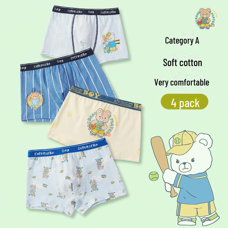 New Boys' Pure Cotton Boxer Shorts for Toddlers, Ages 2+