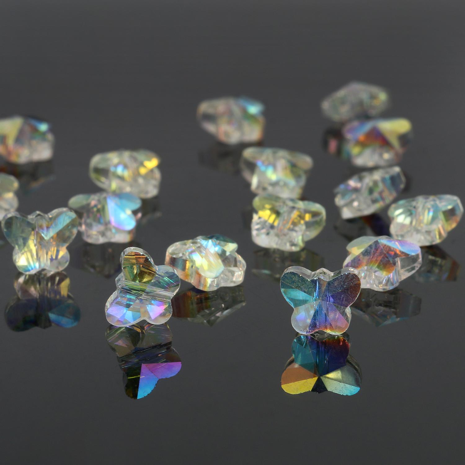 

30 шт. Грановані кришталеві намистини кольору AB Серце Зірка Метелик Круглі квадратні скляні намистини у формі куба Для виготовлення ювелірних виробів Підвіски Аксесуари 30pcs 10x8x6mm butterfly