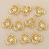 Liangfei Lucky Three-Petal Flower Pendant with Inlaid Diamond and 18k Gold-Plated Copper for DIY Jewelry Accessories