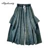 Jeans de Pierna Ancha para Mujer Talla Grande Primavera Verano Cintura Alta Cordón Holgados Culottes de Mezclilla Pa… Más