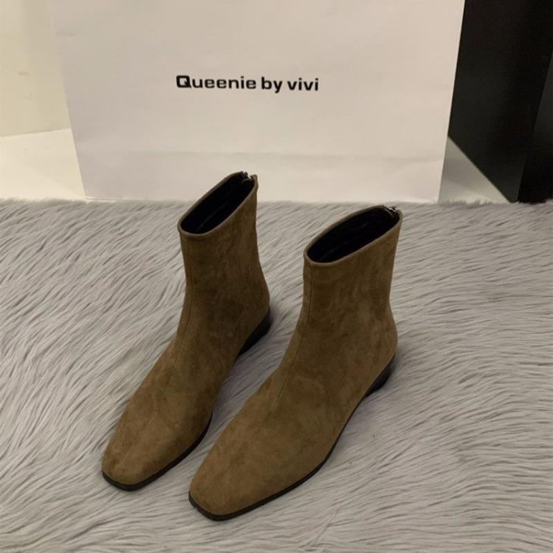 Thick heel suede fashion boots women's autumn and winter new ankle boots are easy to match, fashionable skinny boots women's boots women's boots