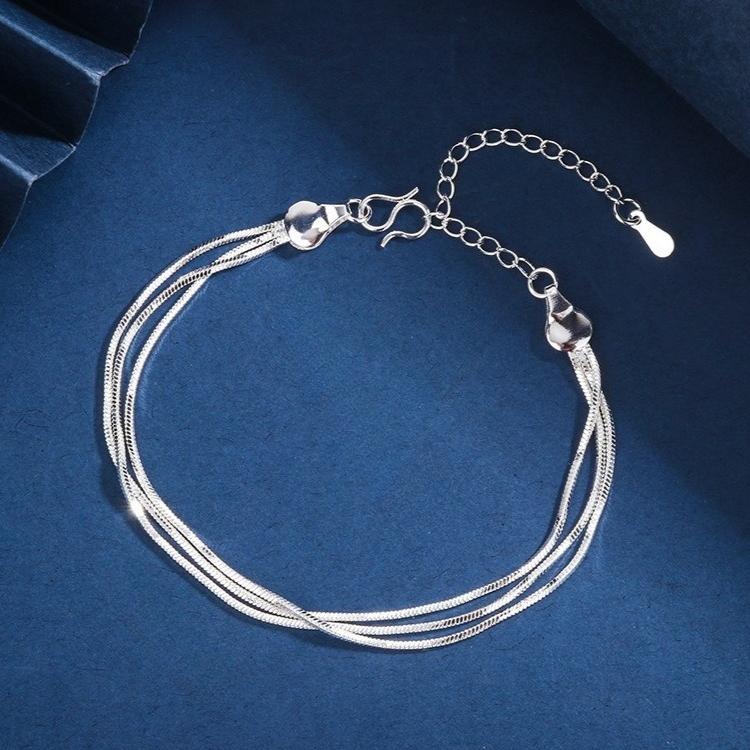 925 Silver Blue White Crystal Bracelets For Women Luxury Sparkling Double Layer Star Bracelets Elegant Jewelry