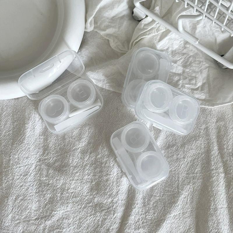 Effen Kleur Meisjes Contactlenzen Box Lens Case Vrouwen Draagbare Leuke Brillenkoker Houder Ogen Care Tools Kit Set Container