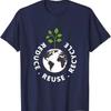 Reduce Reuse Recycle Earth Plant Graphic Tee Cotton Crew Neck T Shirt Casual Trip