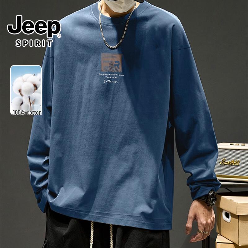 JEEP SPIRIT Men's Heavyweight Cotton Long Sleeve T-Shirt