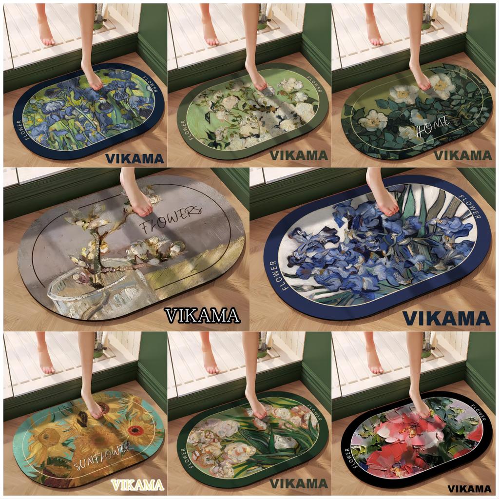 VIKAMA Diatomite European Oil Painting Style Kitchen Bathroom Bathroom Entrance Anti-slip Dirty Resistant Washable Floor Mat