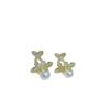 White Pearl Earrings for Women Elegant Shiny Zircon Flower Plant Stud Earrings Dinner Party Female Gift